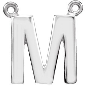 14K White Block Initial M Necklace Center Ref. 2700619