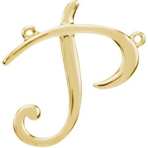 14K Yellow Script Initial P Necklace Center