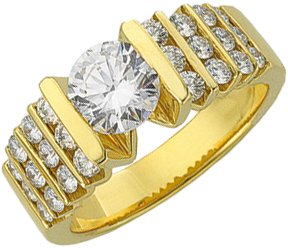 Diamond Semi Set Engagement Ring .75 CTW Round Side Diamonds