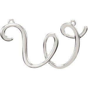 14K White Script Initial W Necklace Center