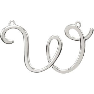 Sterling Silver Script Initial W Necklace Center