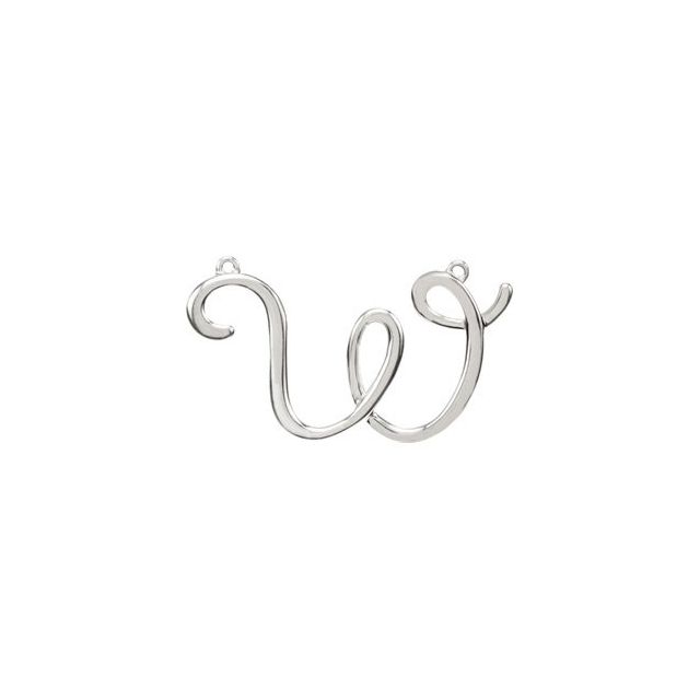 Sterling Silver Script Initial W Necklace Center