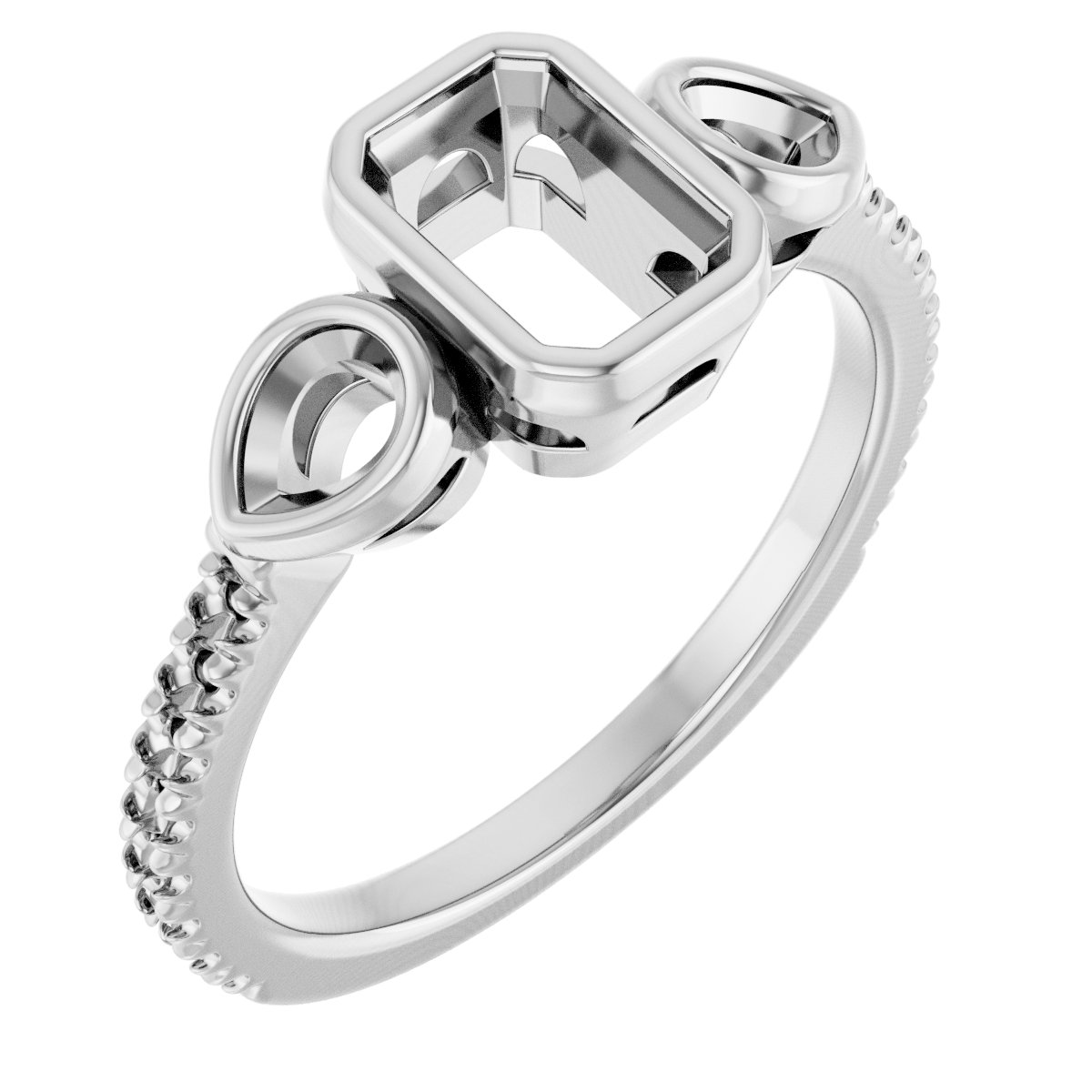 Bezel-Set Three-Stone Engagement Ring
