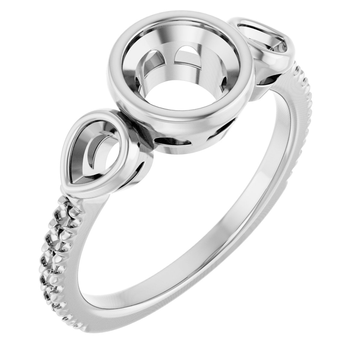 Bezel-Set Three-Stone Engagement Ring