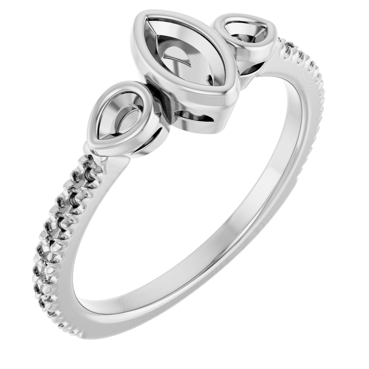 Bezel-Set Three-Stone Engagement Ring