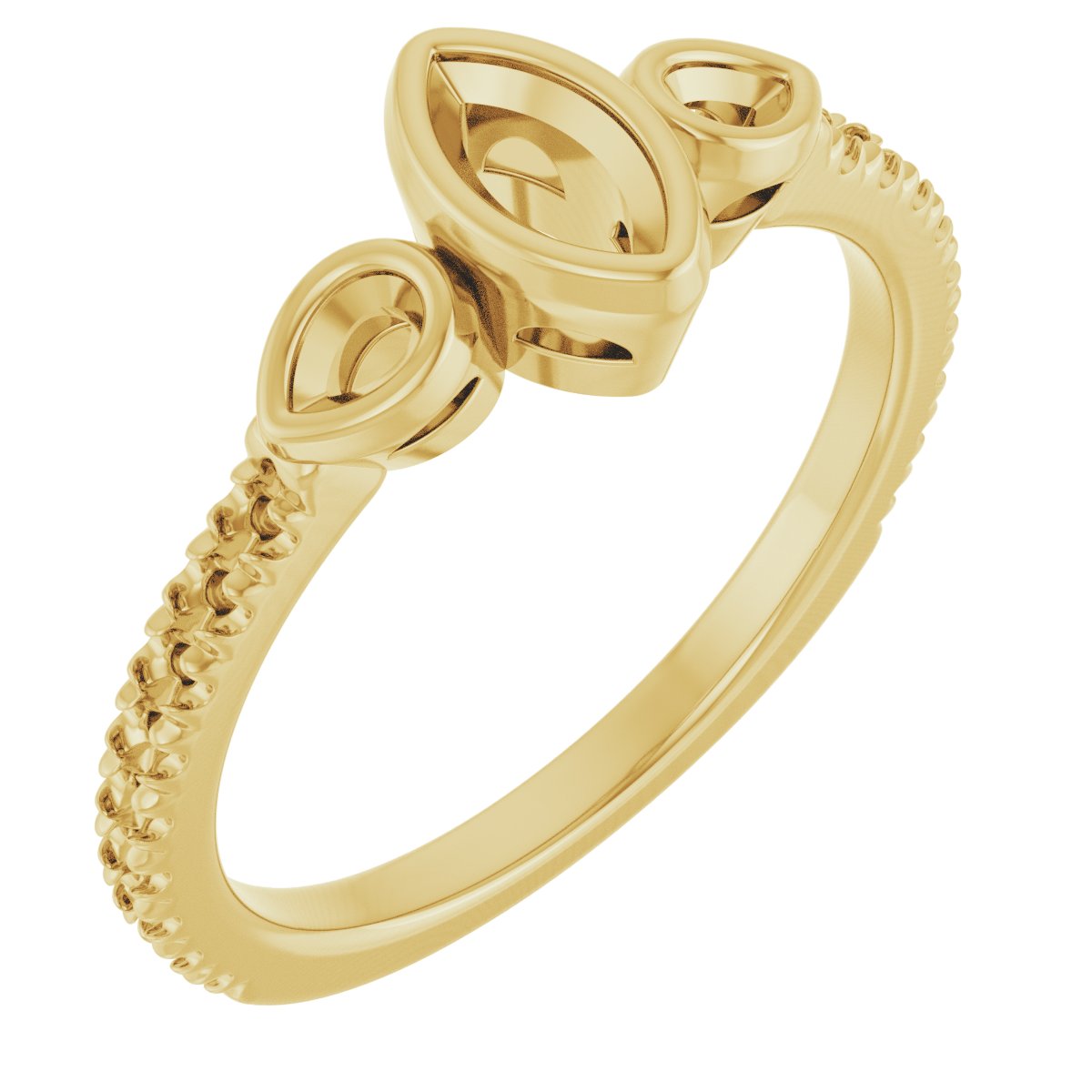 Bezel-Set Three-Stone Engagement Ring