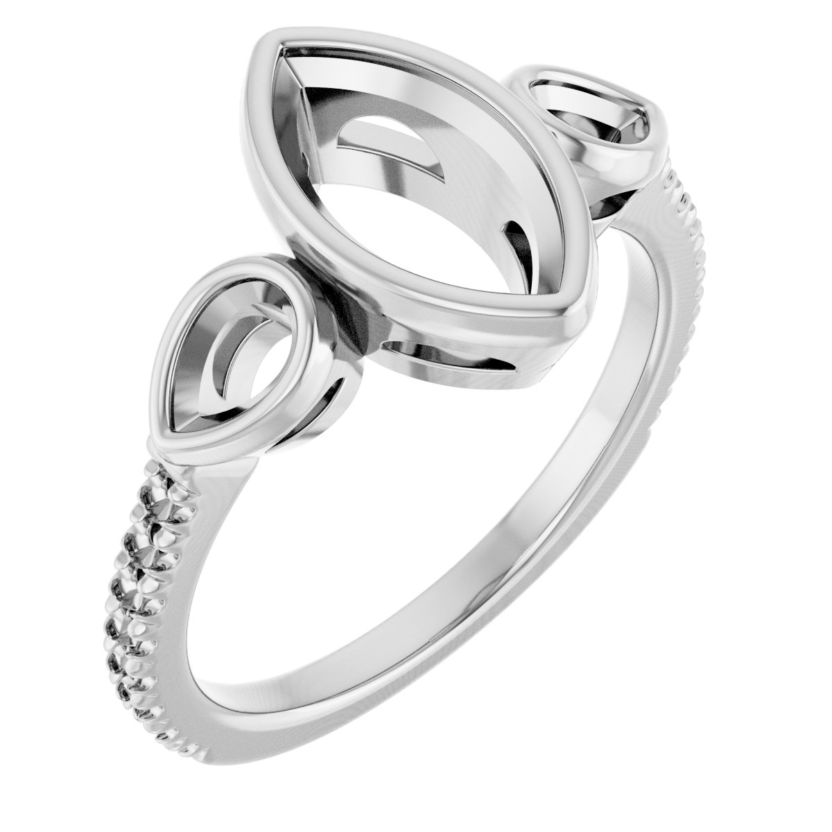 Bezel-Set Three-Stone Engagement Ring