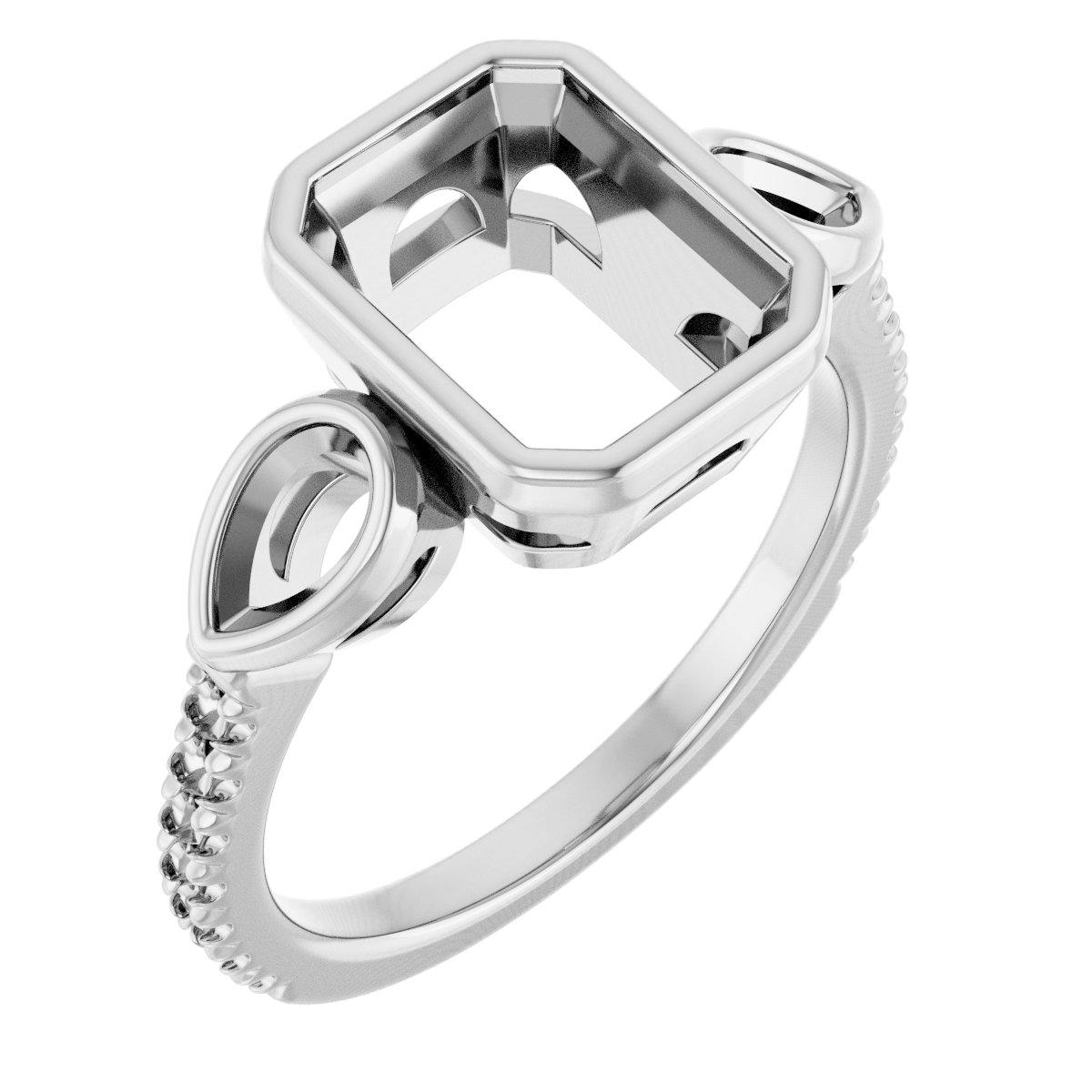 Bezel-Set Three-Stone Engagement Ring
