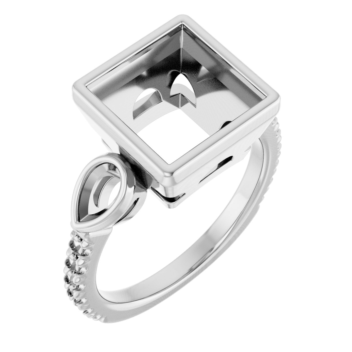 Bezel-Set Three-Stone Engagement Ring