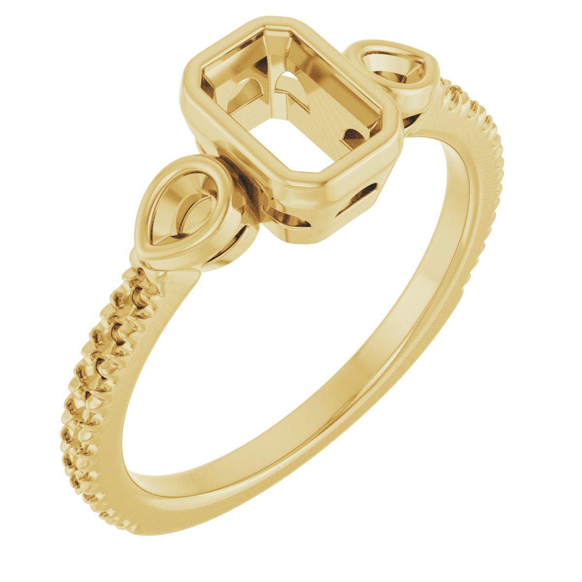 Bezel-Set Three-Stone Engagement Ring