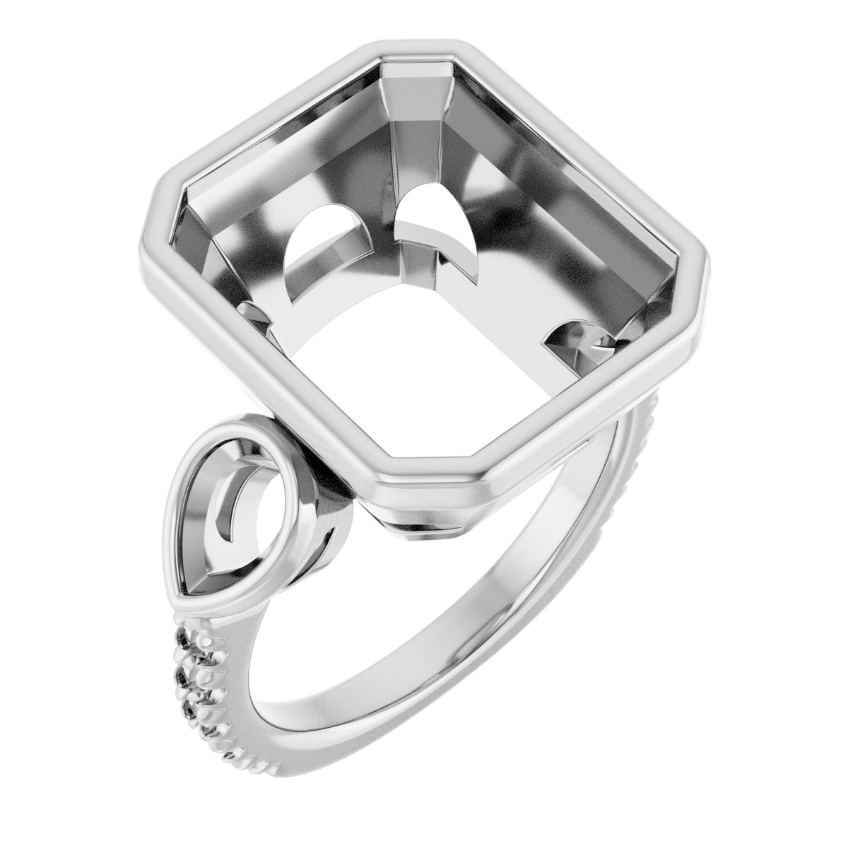 Bezel-Set Three-Stone Engagement Ring