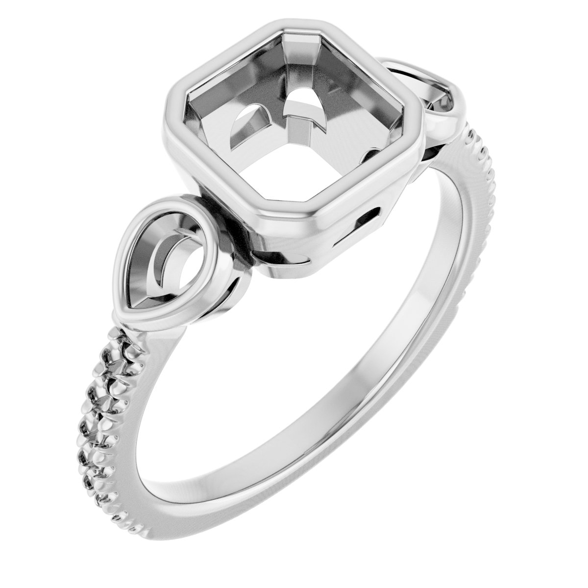 Bezel-Set Three-Stone Engagement Ring