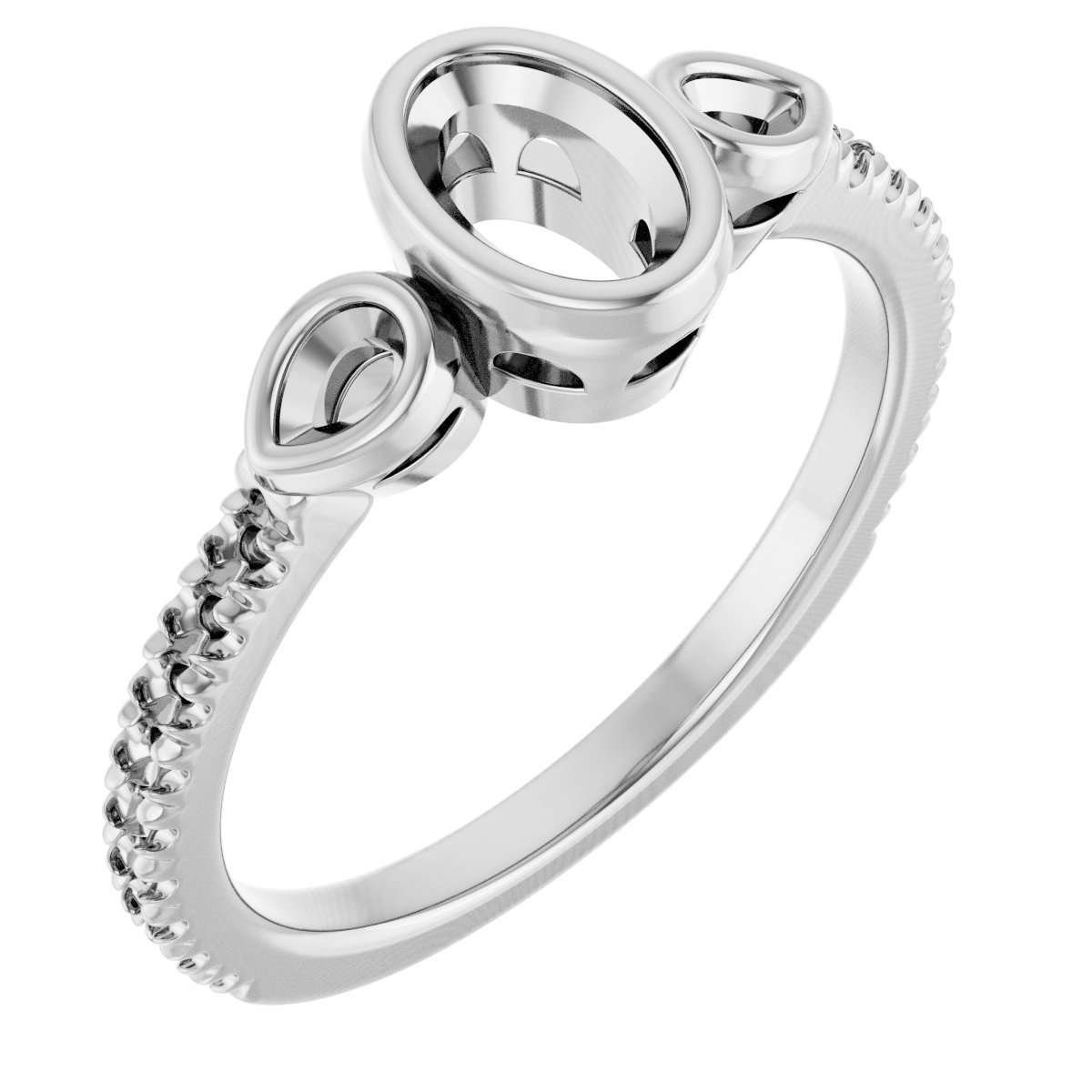Bezel-Set Three-Stone Engagement Ring