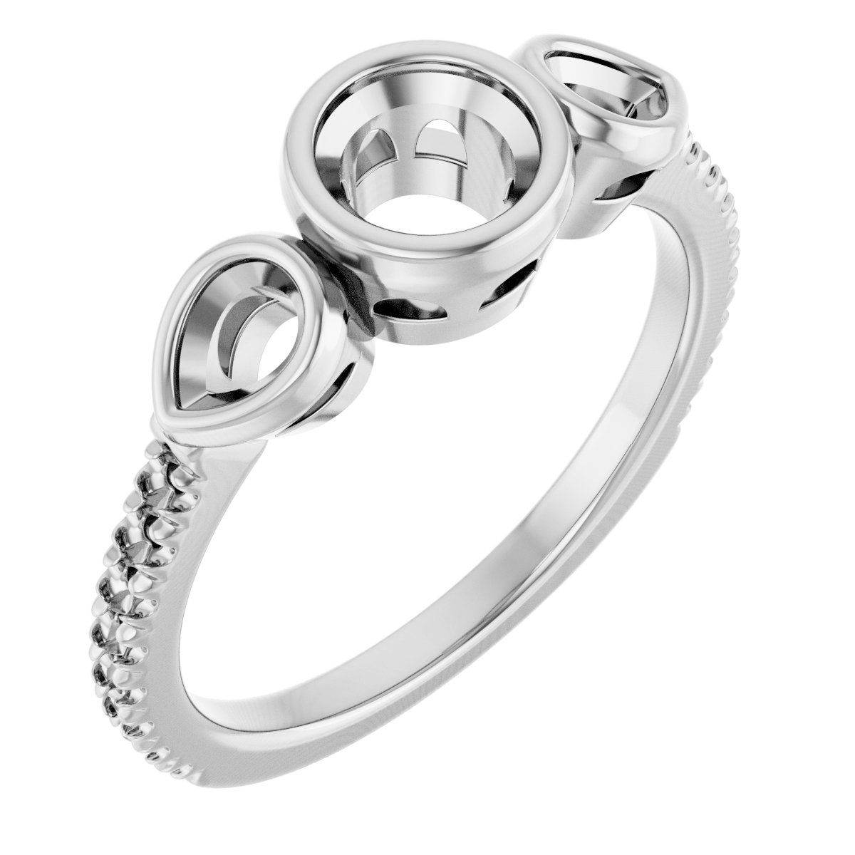 Bezel-Set Three-Stone Engagement Ring