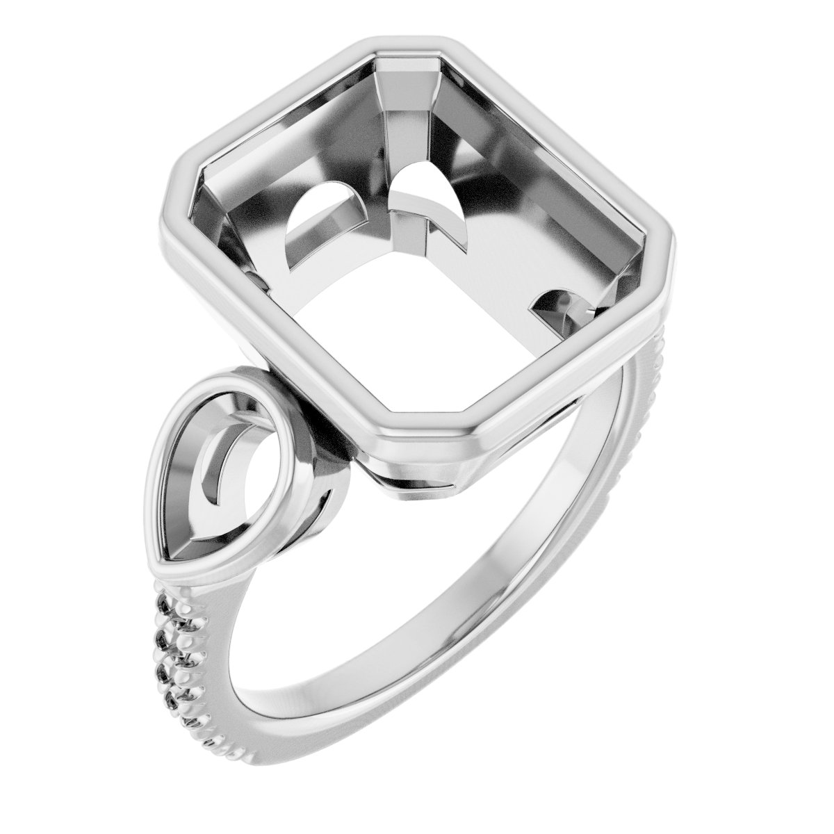 Bezel-Set Three-Stone Engagement Ring