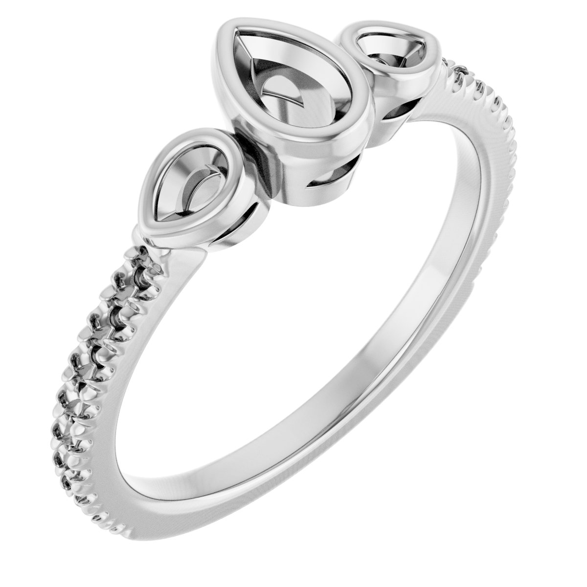 Bezel-Set Three-Stone Engagement Ring