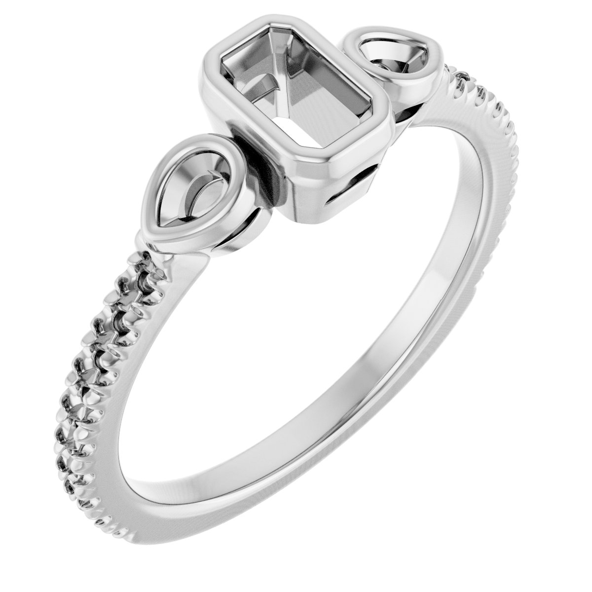 Bezel-Set Three-Stone Engagement Ring