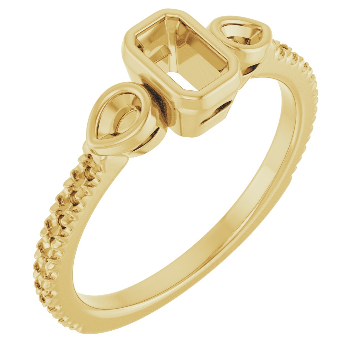 Bezel-Set Three-Stone Engagement Ring