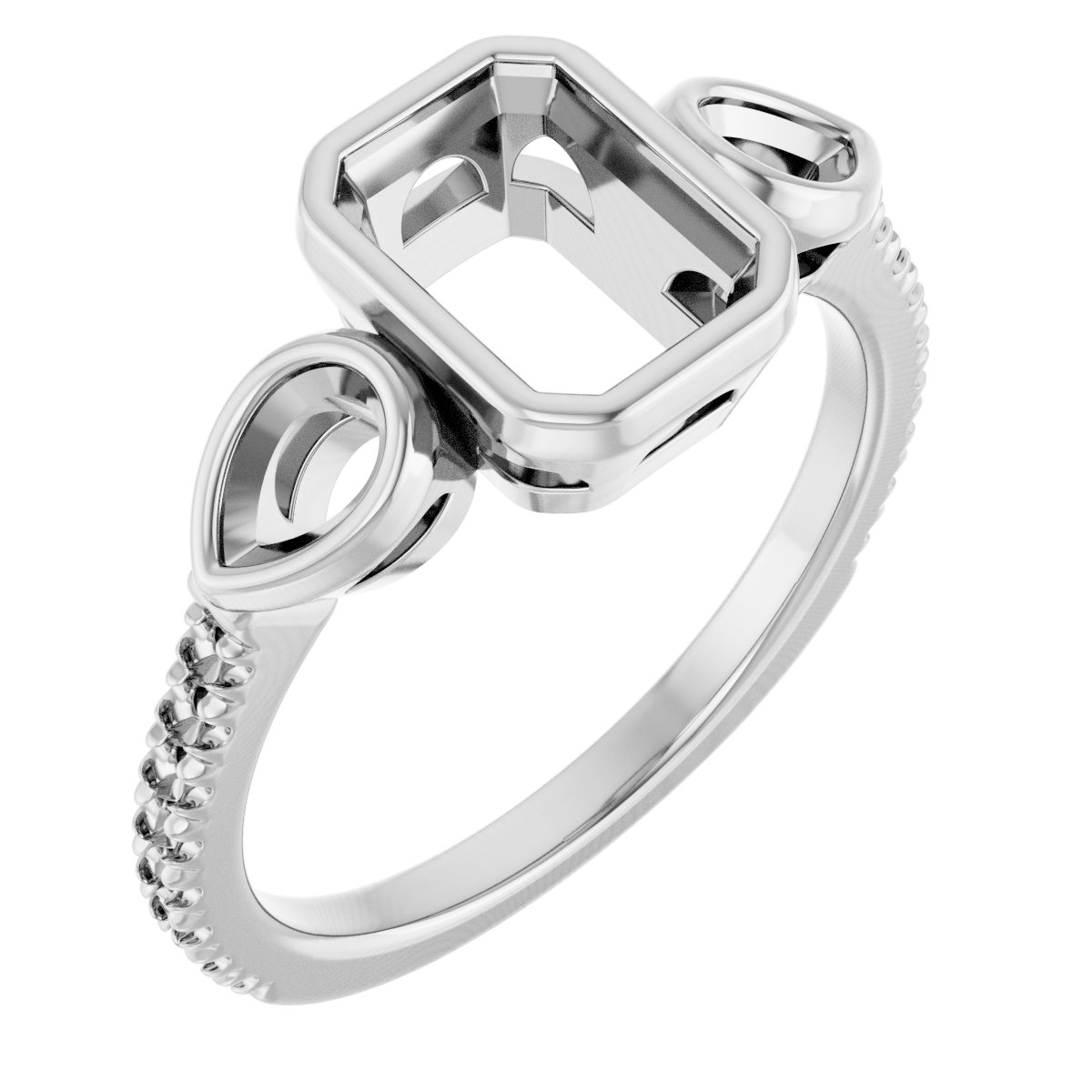 Bezel-Set Three-Stone Engagement Ring