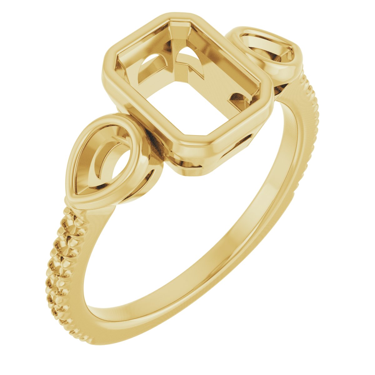 Bezel-Set Three-Stone Engagement Ring