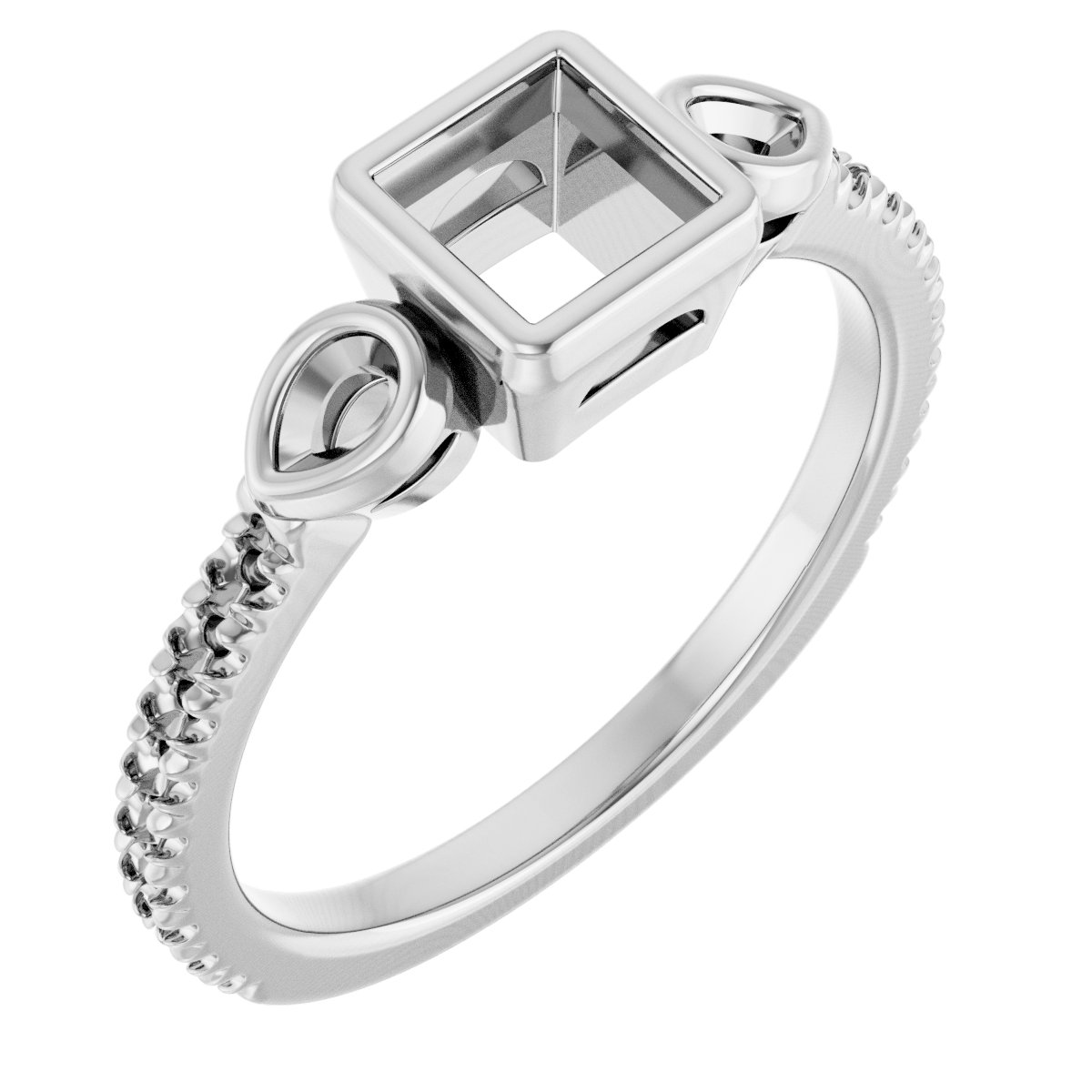 Bezel-Set Three-Stone Engagement Ring