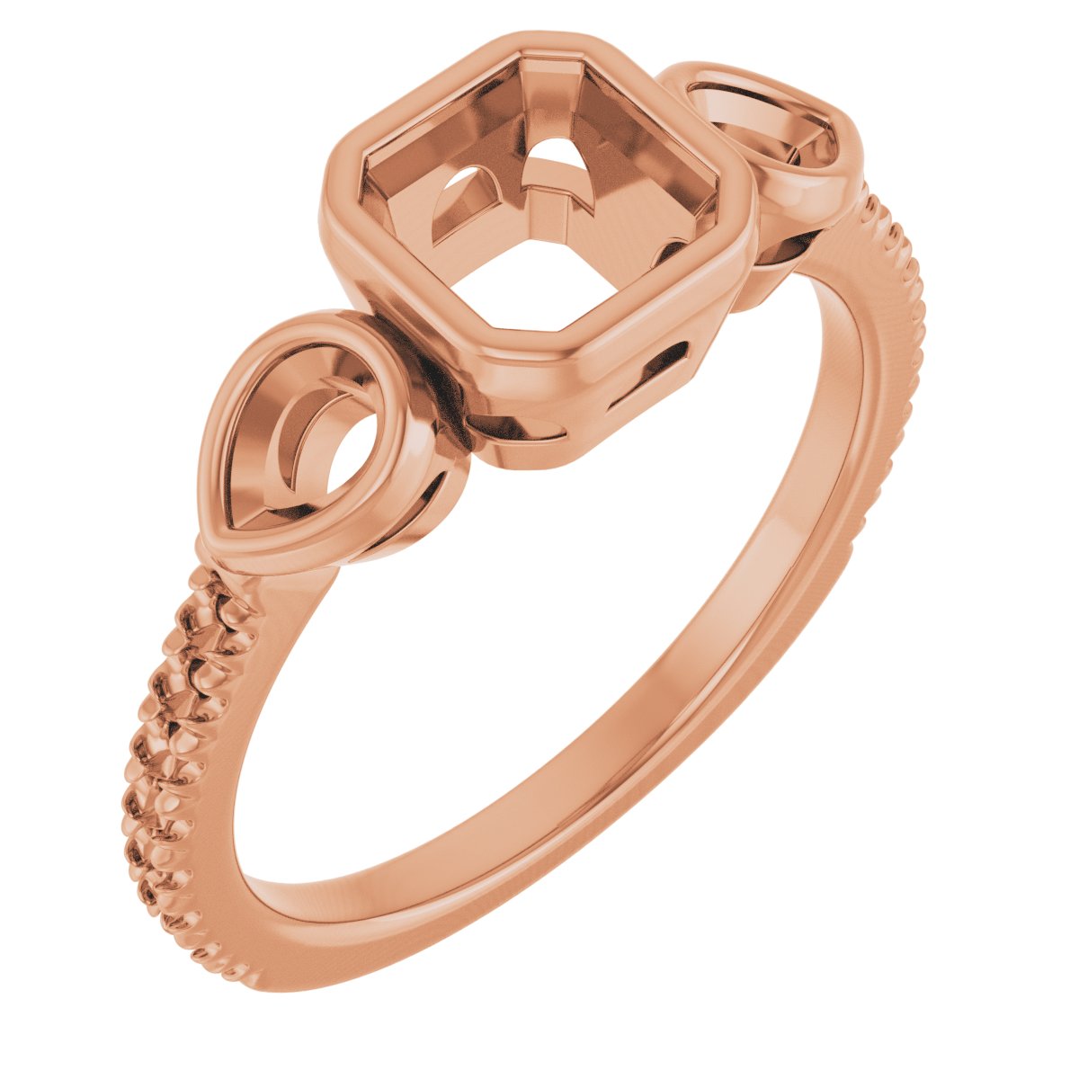 Bezel-Set Three-Stone Engagement Ring