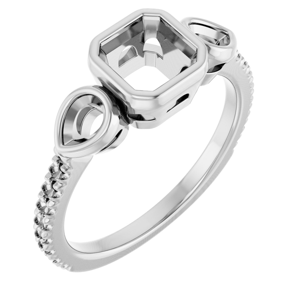 Bezel-Set Three-Stone Engagement Ring