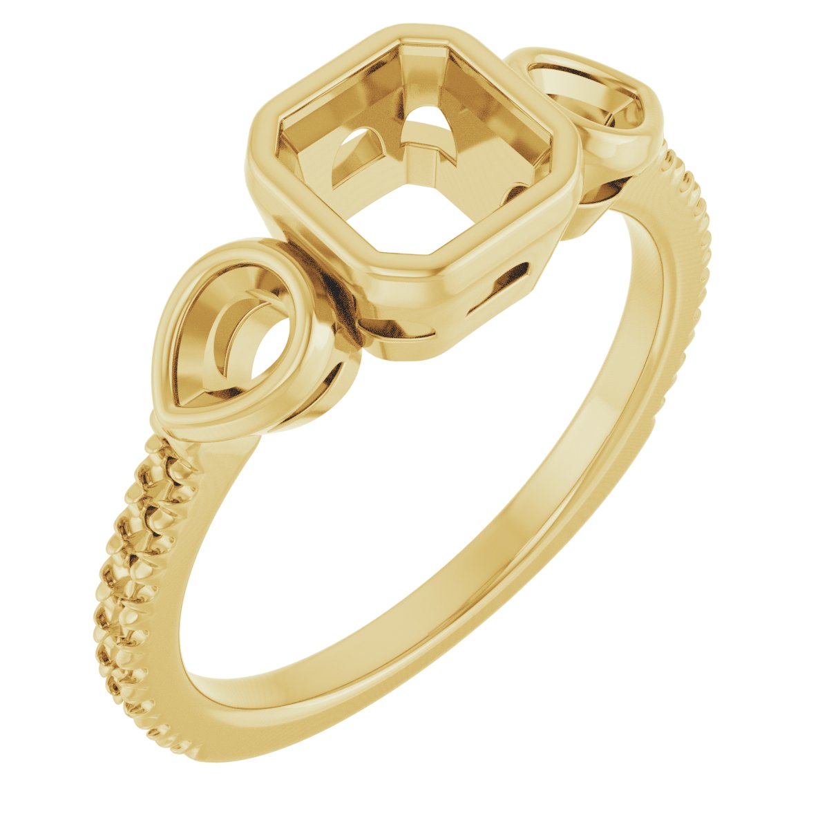 Bezel-Set Three-Stone Engagement Ring