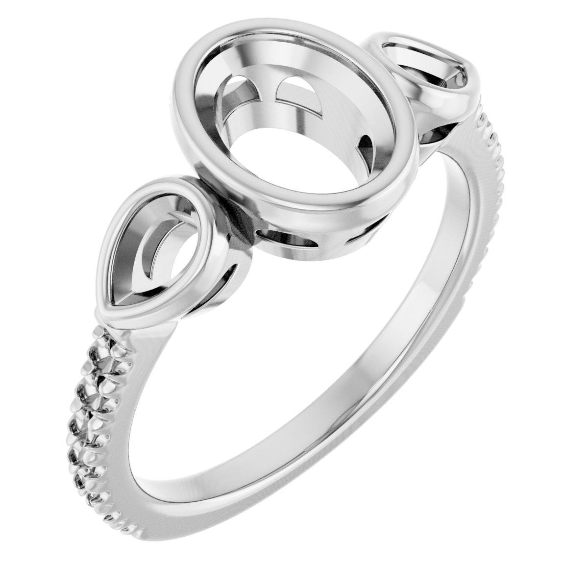 Bezel-Set Three-Stone Engagement Ring