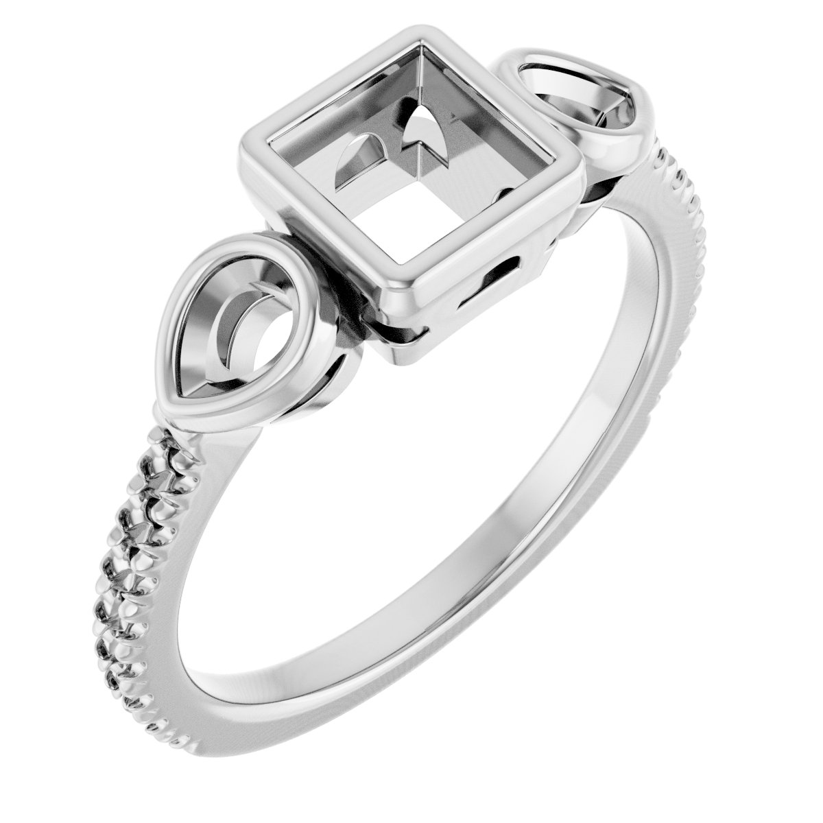 Bezel-Set Three-Stone Engagement Ring