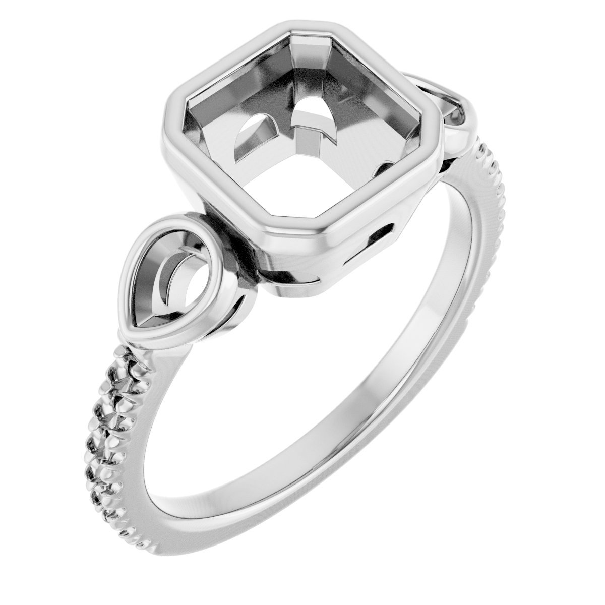 Bezel-Set Three-Stone Engagement Ring