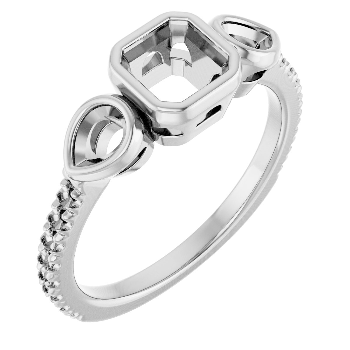Bezel-Set Three-Stone Engagement Ring