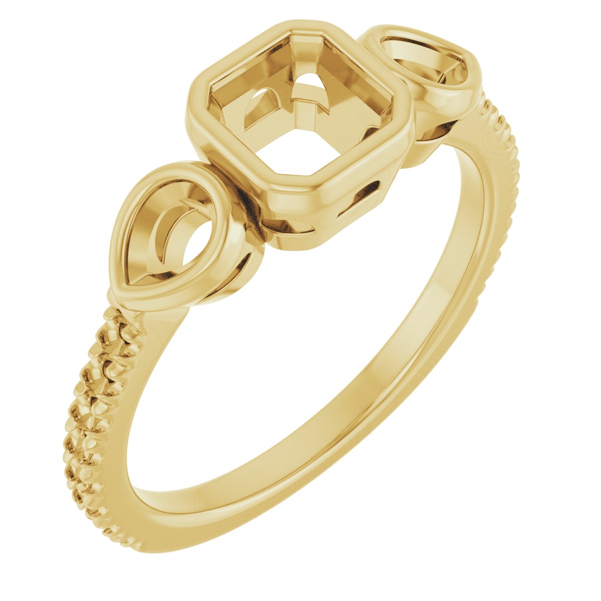 Bezel-Set Three-Stone Engagement Ring