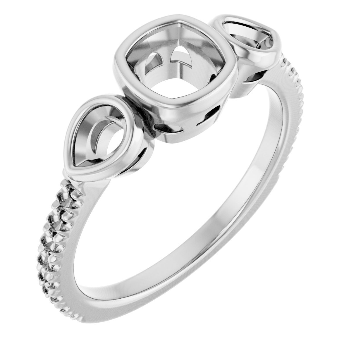 Bezel-Set Three-Stone Engagement Ring