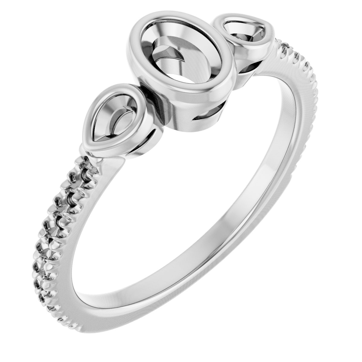 Bezel-Set Three-Stone Engagement Ring