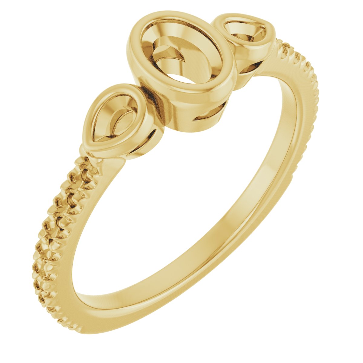 Bezel-Set Three-Stone Engagement Ring