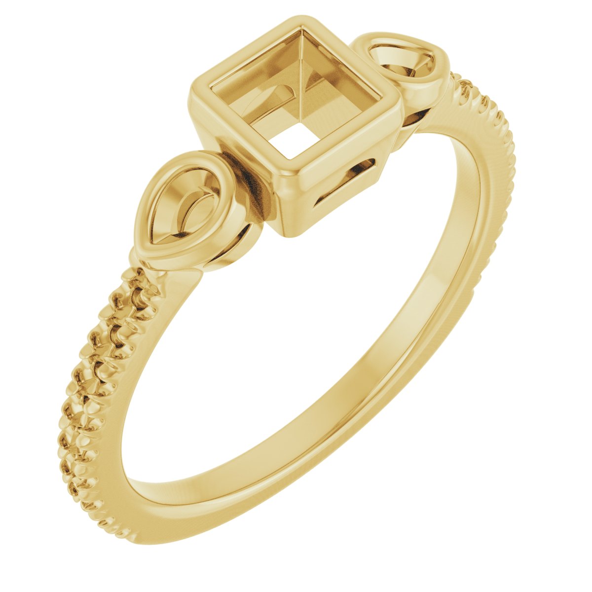 Bezel-Set Three-Stone Engagement Ring
