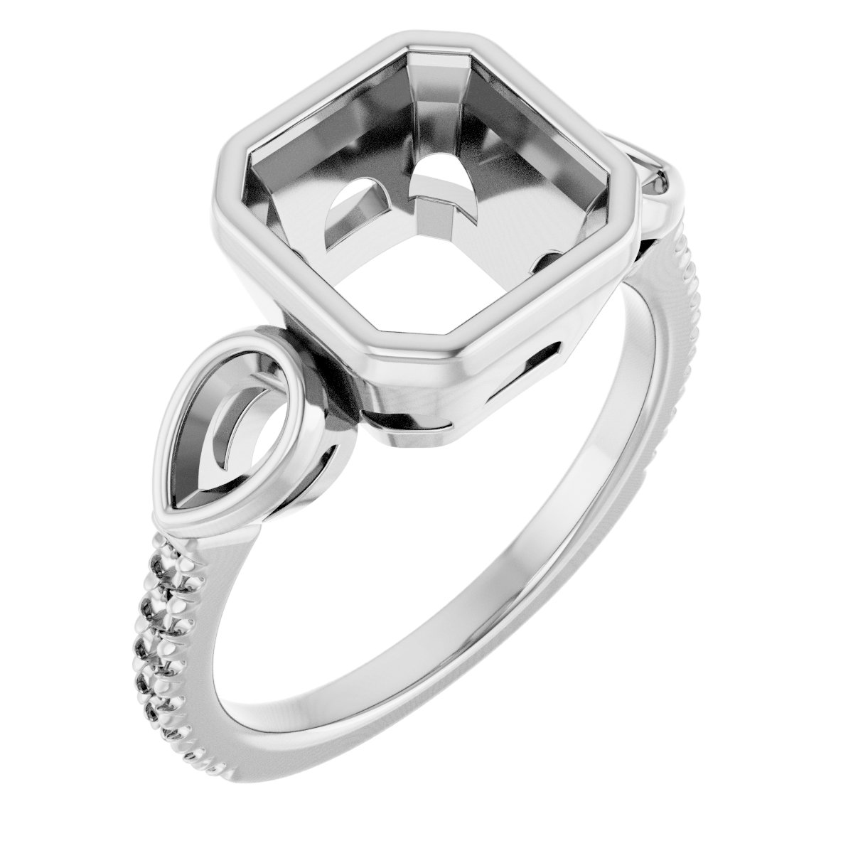 Bezel-Set Three-Stone Engagement Ring