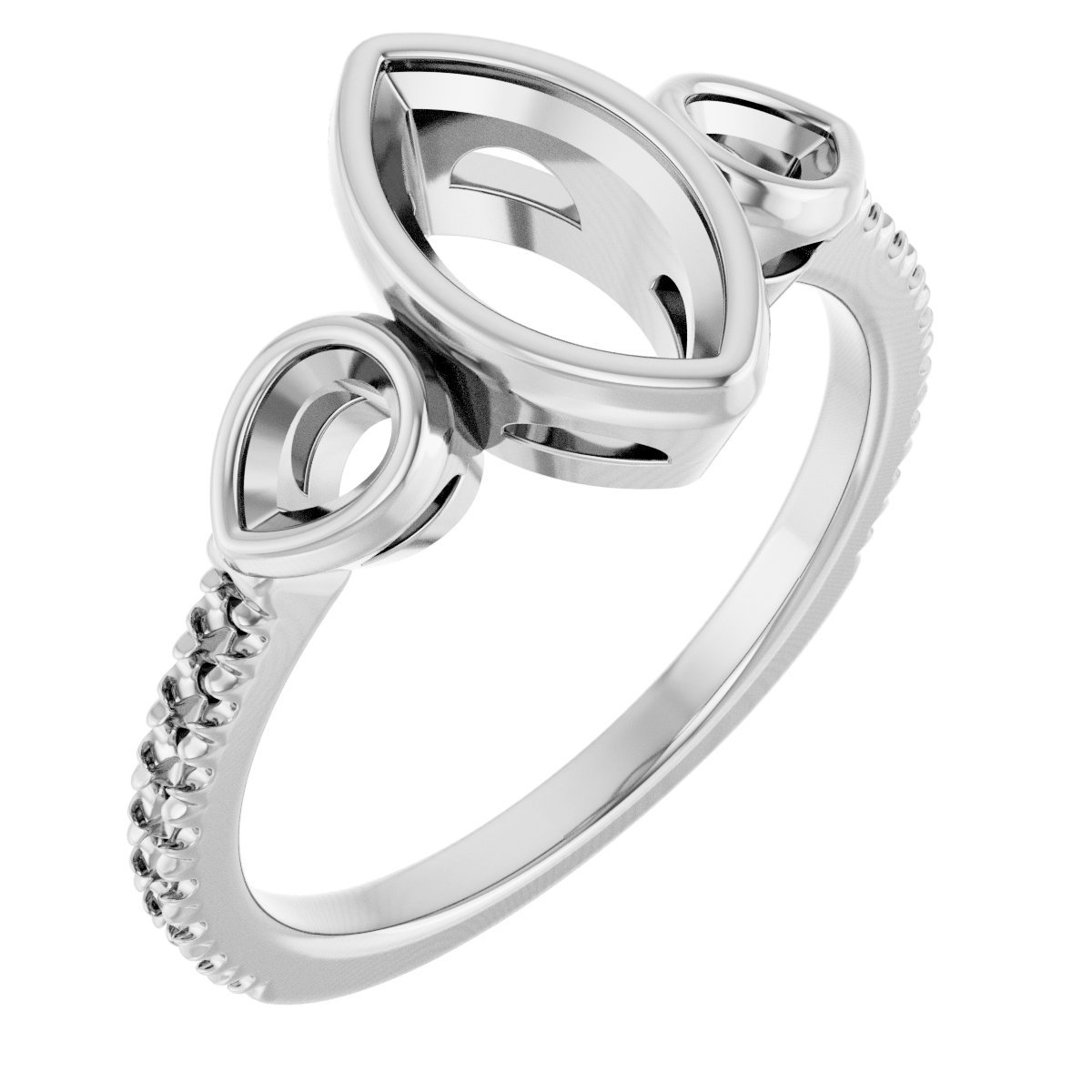 Bezel-Set Three-Stone Engagement Ring