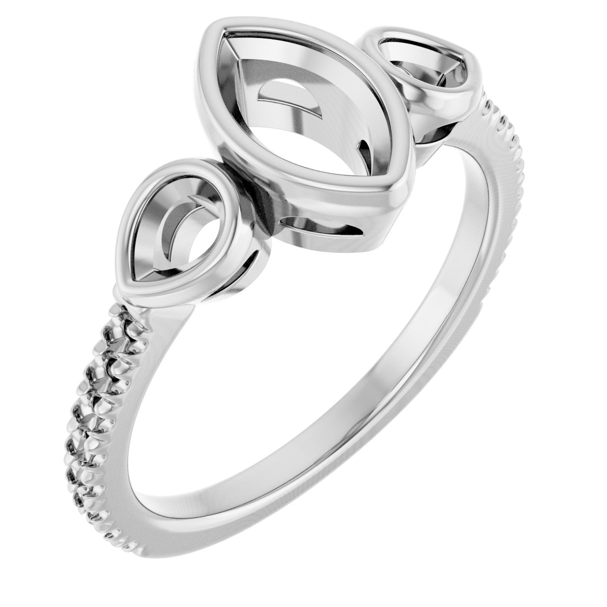 Bezel-Set Three-Stone Engagement Ring