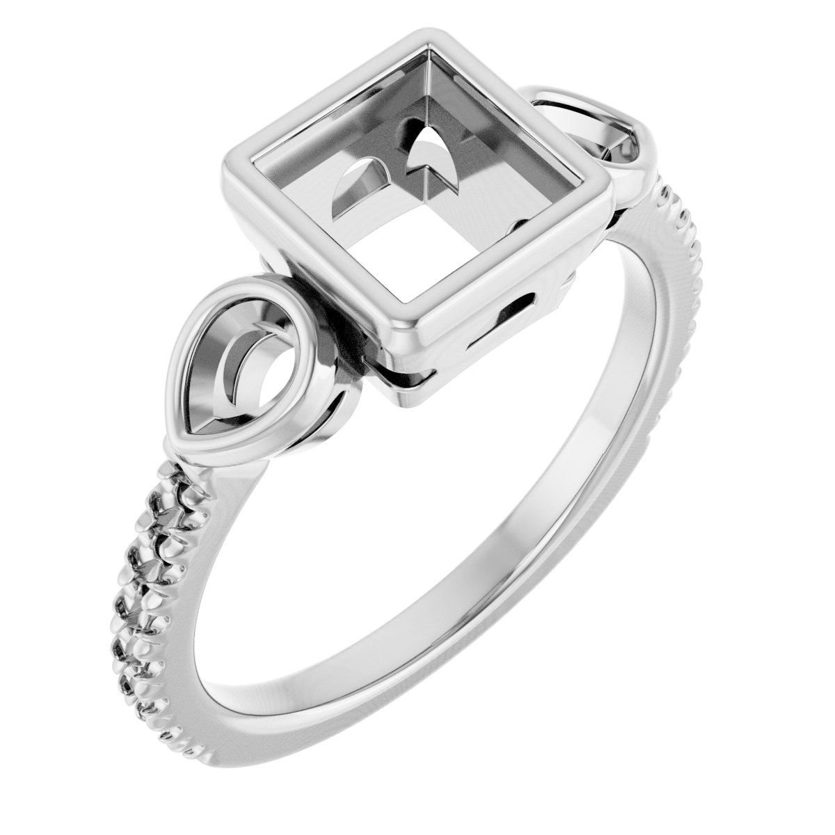Bezel-Set Three-Stone Engagement Ring