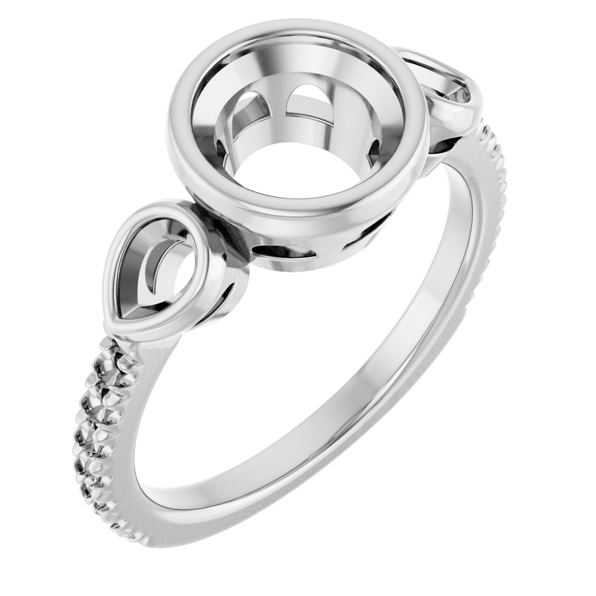 Bezel-Set Three-Stone Engagement Ring