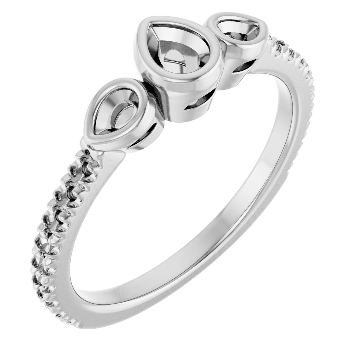 Bezel-Set Three-Stone Engagement Ring
