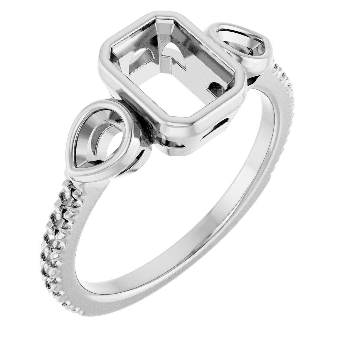 Bezel-Set Three-Stone Engagement Ring