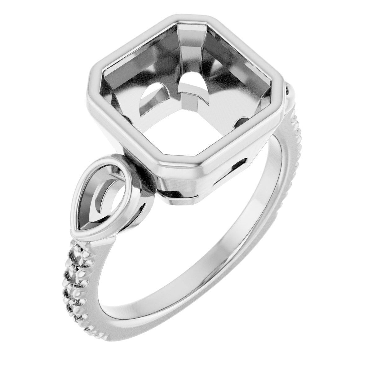 Bezel-Set Three-Stone Engagement Ring