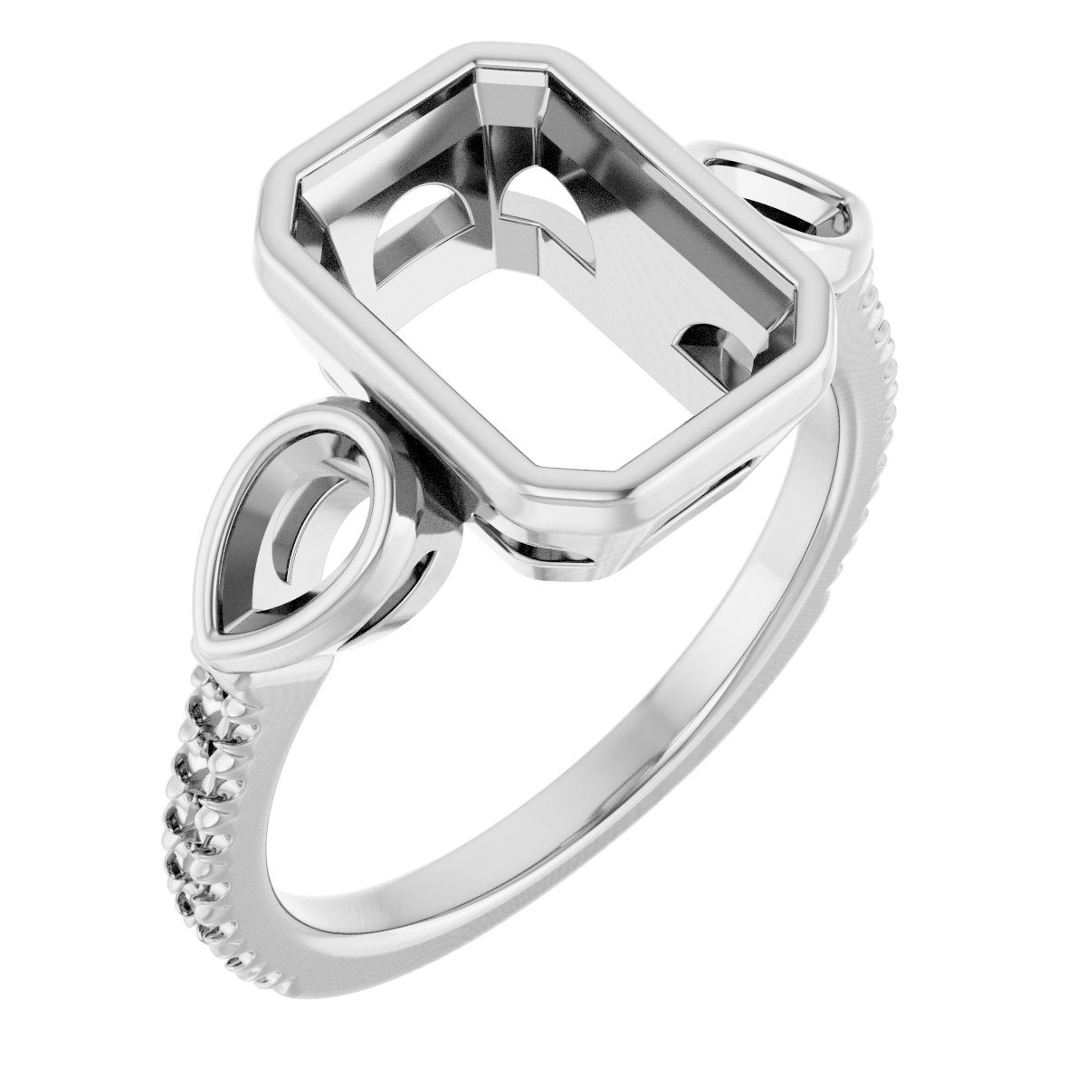 Bezel-Set Three-Stone Engagement Ring