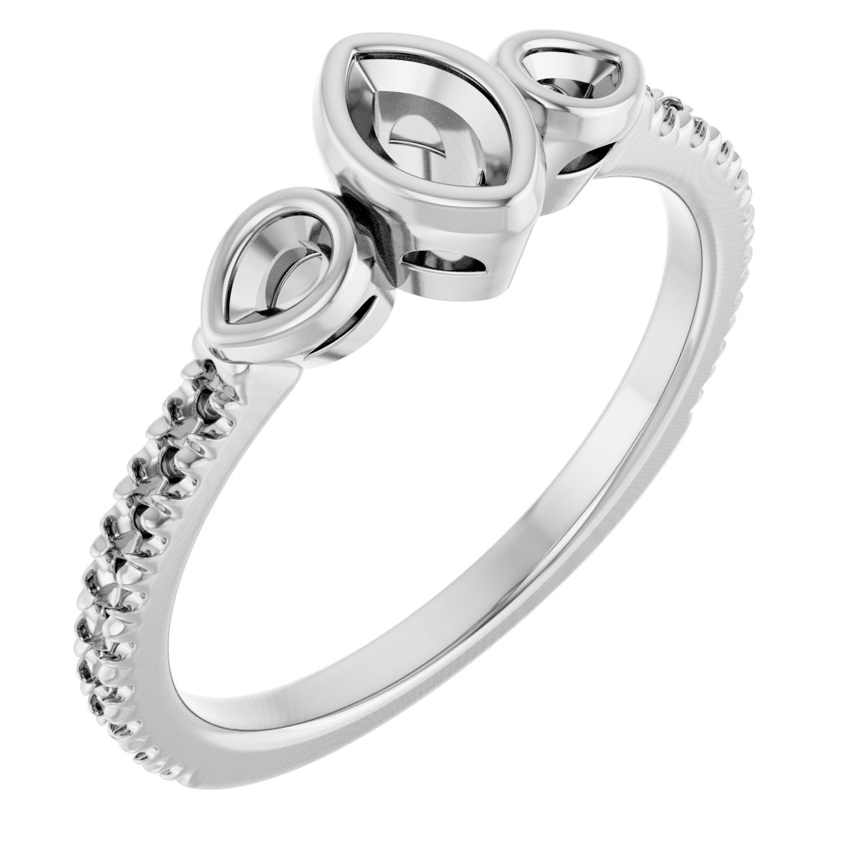 Bezel-Set Three-Stone Engagement Ring