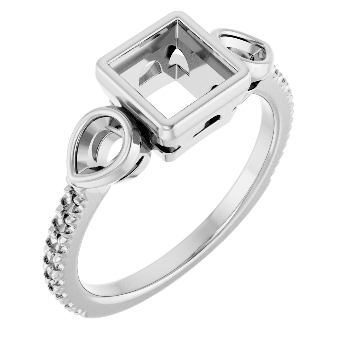 Bezel-Set Three-Stone Engagement Ring
