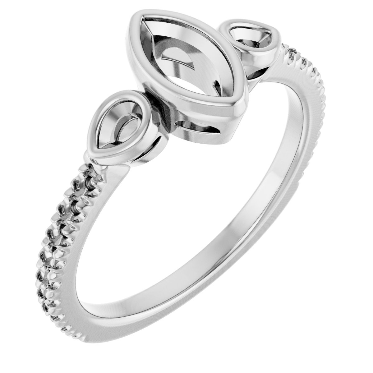 Bezel-Set Three-Stone Engagement Ring