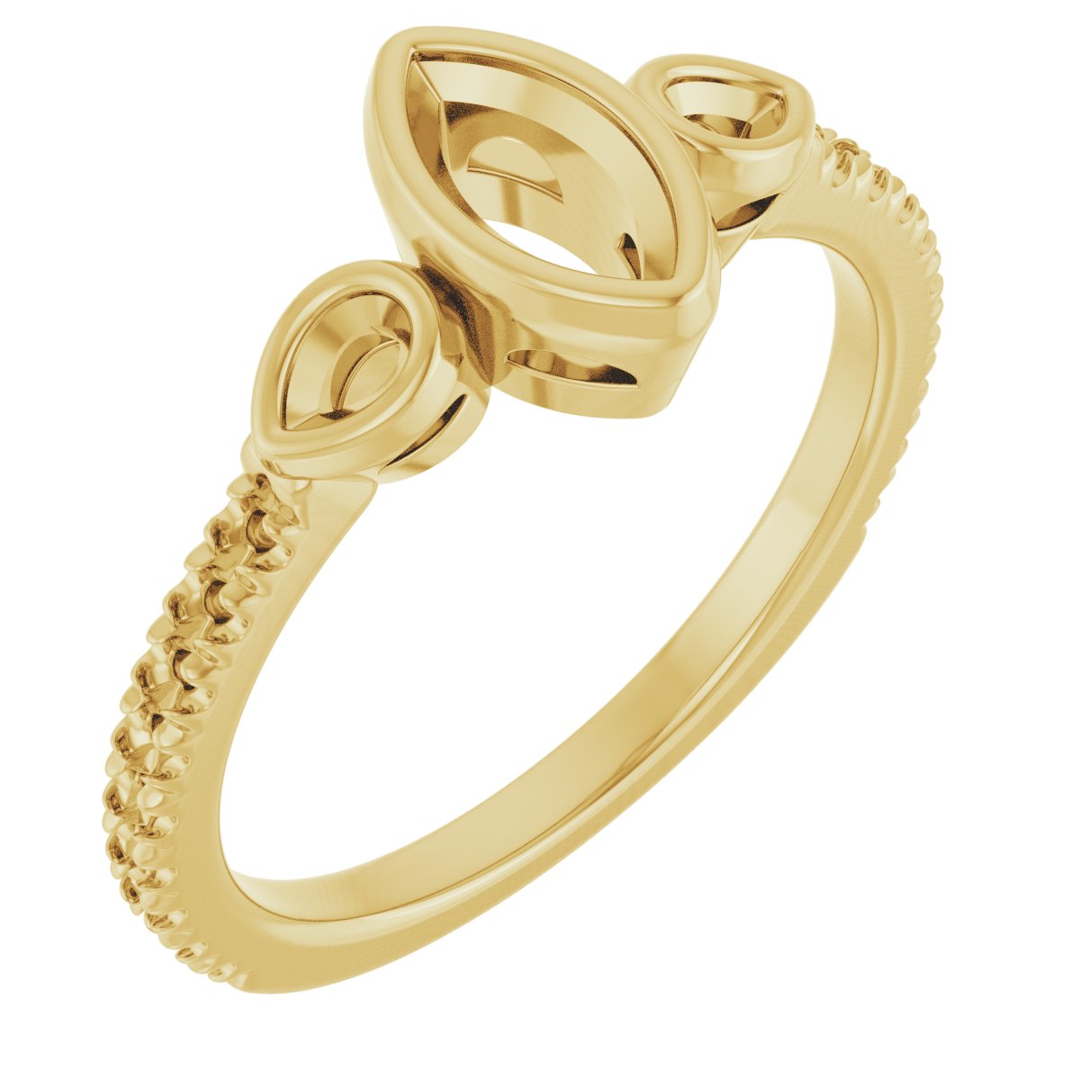 Bezel-Set Three-Stone Engagement Ring